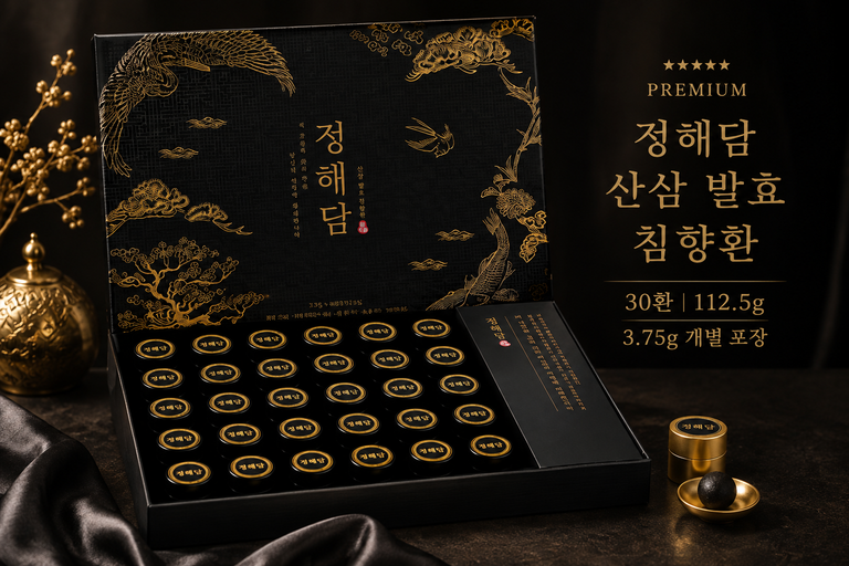 정해담 산삼 발효 침향환 30환 112.5g 1박스, 3.75g 개별포장 프리미엄 건강 선물