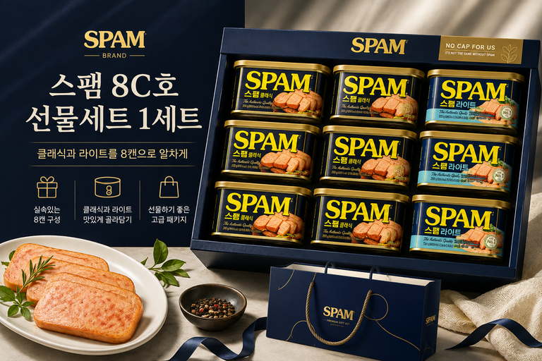 스팸 8C호 선물세트 1세트, 클래식·라이트 8캔 구성 명절 실속선물