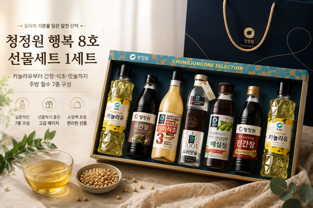 청정원 행복 8호 선물세트 1세트, 카놀라유·간장·식초·맛술까지 알찬 7종 구성 제품 이미지