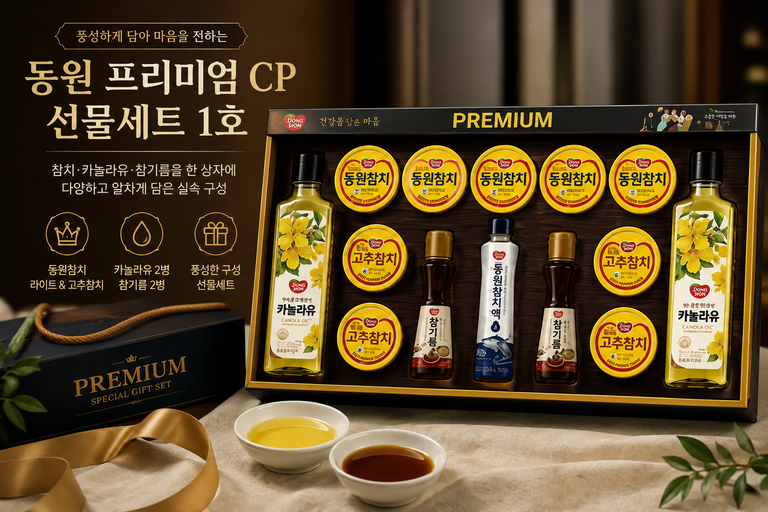 동원 프리미엄 CP 선물세트 1호, 참치·카놀라유·참기름까지 풍성한 실속 구성