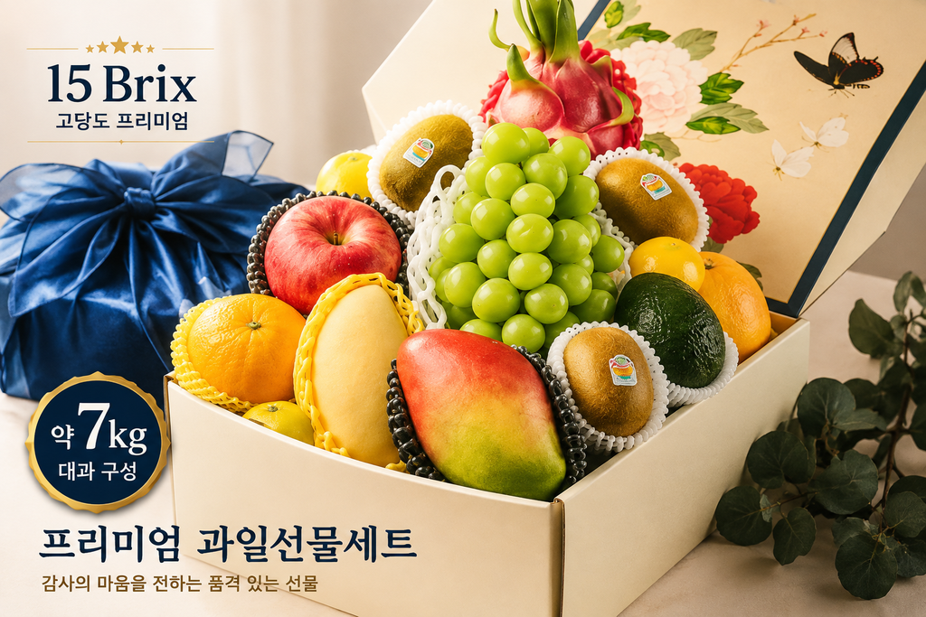 청과옥 실패없는 고당도 프리미엄 과일선물세트, 약 7kg 대과 15Brix 풍성한 과일 선물 제품 이미지