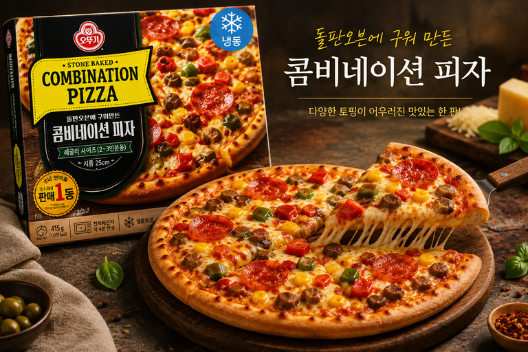 오뚜기 돌판오븐에 구워만든 콤비네이션 피자 415g 냉동피자 간편식