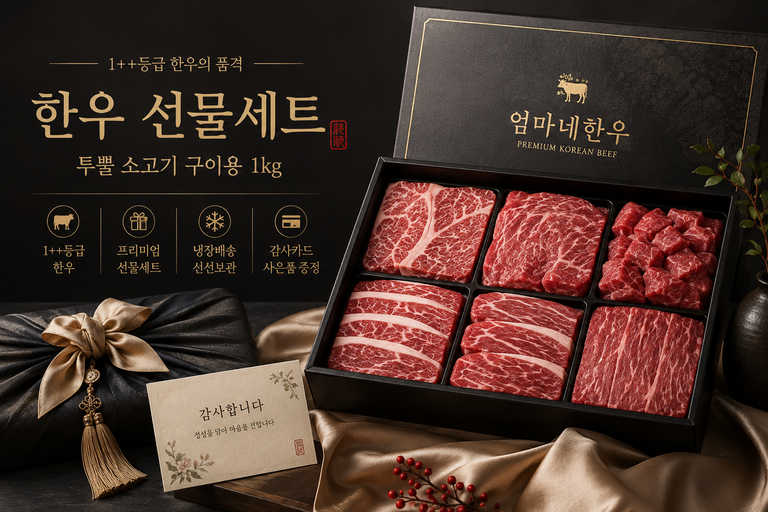 1++ 한우 선물세트 투뿔 소고기 구이용 1kg 부모님 명절 선물