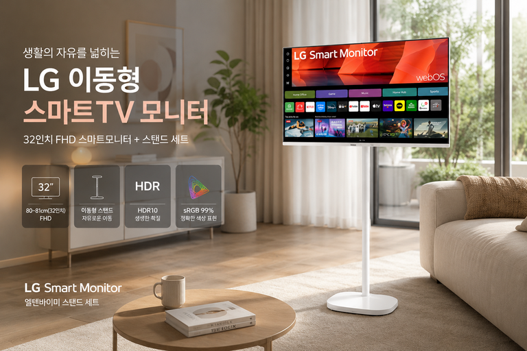 LG 스마트TV 모니터 이동형 엘텐바이미 스탠바이미 32인치 FHD 스탠드 세트