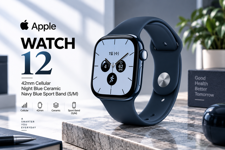 애플워치 12 셀룰러 42mm 나이트 블루 세라믹 S/M MJGY4KH/A 애플워치 추천