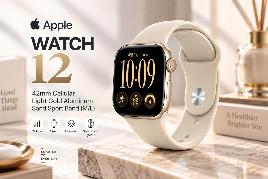애플워치 12 셀룰러 42mm MJG34KH/A 라이트 골드 알루미늄 샌드 스포츠 밴드 M/L 신형 애플워치 추천 제품 이미지