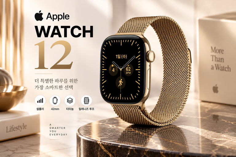 애플워치 12 셀룰러 42mm MJGL4KH/A 래디언트 골드 티타늄 밀레니즈 루프 신형 애플워치 추천