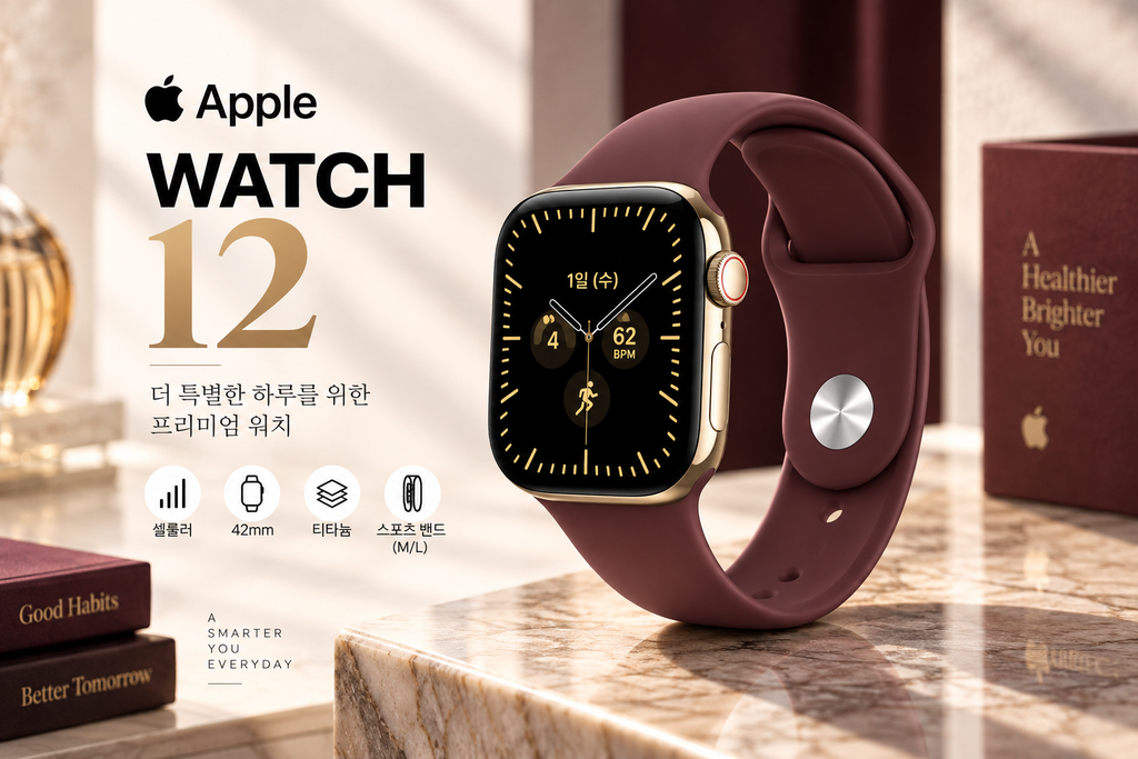 애플워치 12 셀룰러 42mm MJGK4KH/A 래디언트 골드 티타늄 버건디 스포츠 밴드 M/L 신형 애플워치 추천 제품 이미지