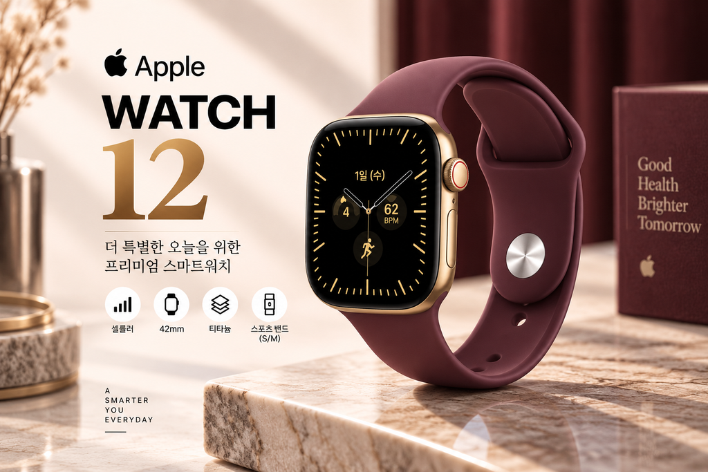 애플워치 12 셀룰러 42mm MJGJ4KH/A 래디언트 골드 티타늄 버건디 스포츠 밴드 S/M 신형 애플워치 추천 제품 이미지