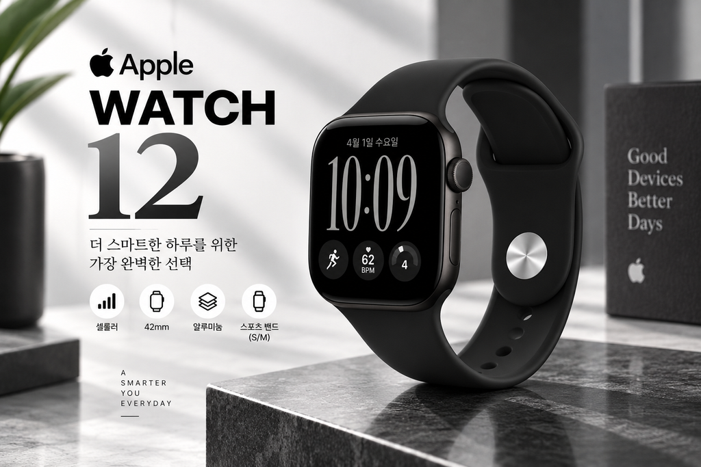 애플워치 12 셀룰러 42mm MJG04KH/A 블랙 알루미늄 블랙 스포츠 밴드 S/M 신형 애플워치 추천 제품 이미지