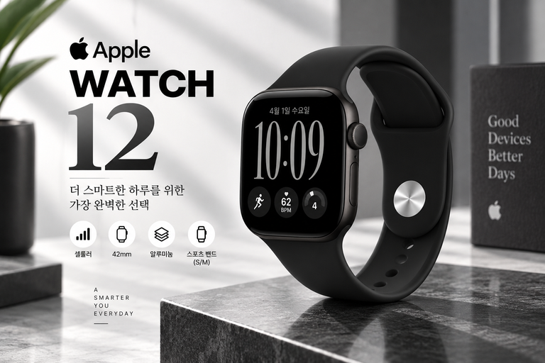 애플워치 12 셀룰러 42mm MJG04KH/A 블랙 알루미늄 블랙 스포츠 밴드 S/M 신형 애플워치 추천