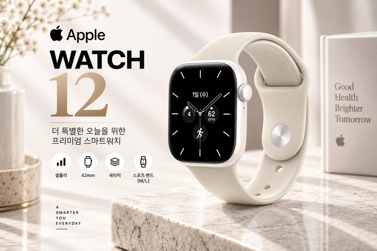 애플워치 12 셀룰러 42mm MJGX4KH/A 펄 화이트 세라믹 샌드 스포츠 밴드 M/L 신형 애플워치 추천