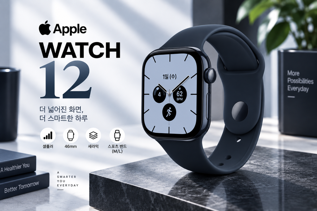 애플워치 12 셀룰러 46mm MJH44KH/A 나이트 블루 세라믹 네이비 블루 스포츠 밴드 M/L 신형 애플워치 추천 제품 이미지