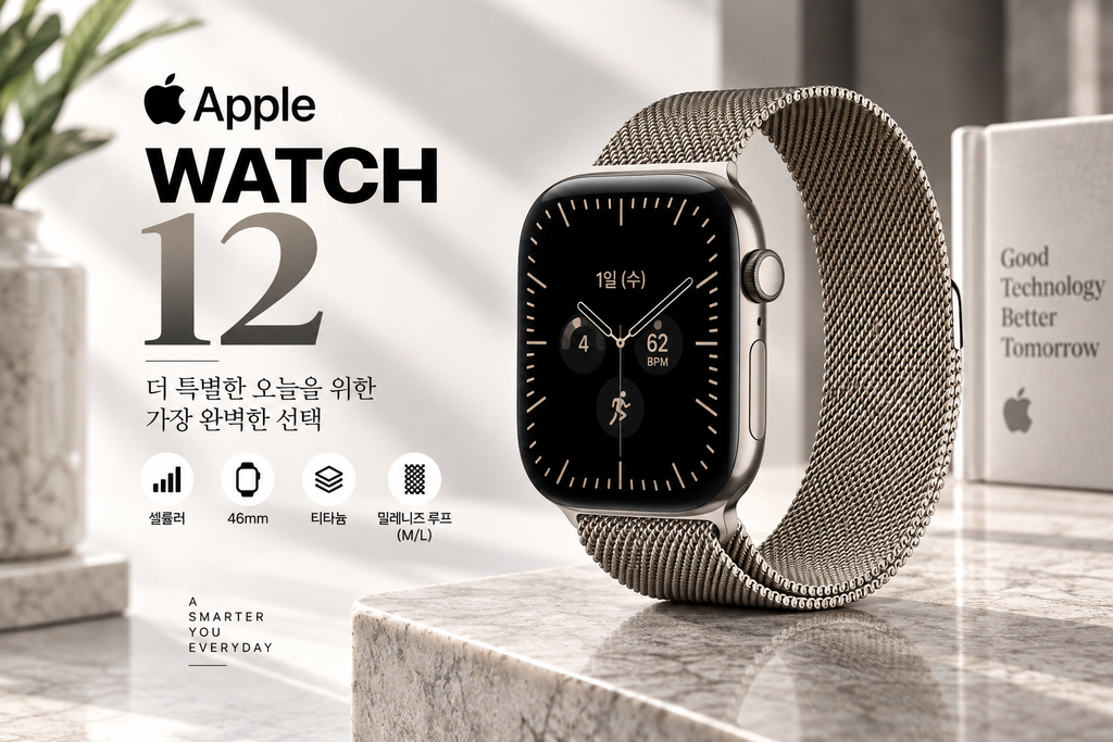 애플워치 12 셀룰러 46mm MJGQ4KH/A 내추럴 티타늄 내추럴 밀레니즈 루프 M/L 신형 애플워치 추천 제품 이미지