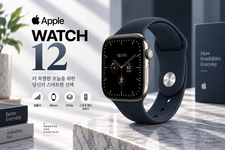 애플워치 12 셀룰러 46mm MJGN4KH/A 내추럴 티타늄 네이비 블루 스포츠 밴드 M/L 신형 애플워치 추천