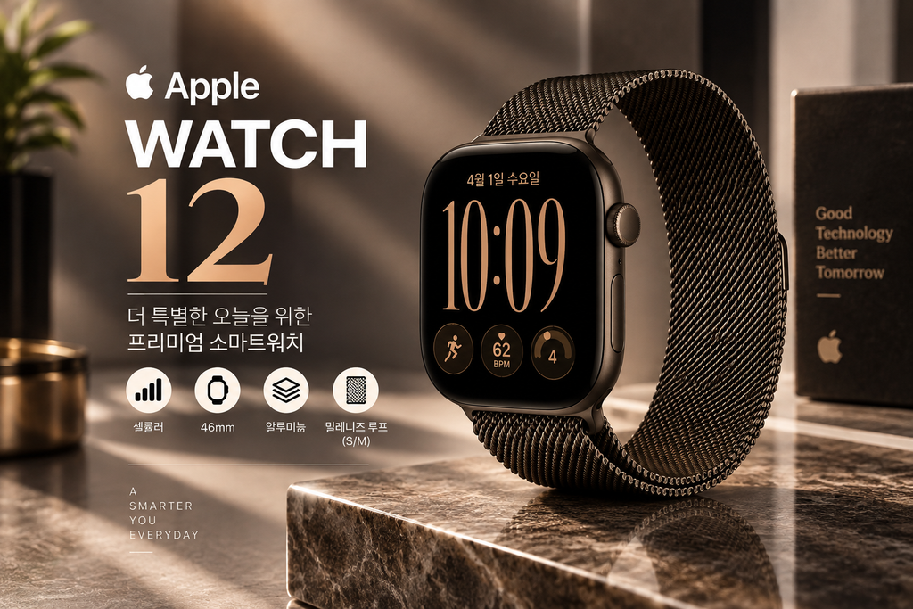 애플워치 12 셀룰러 46mm MKDF4KH/A 다크 브론즈 알루미늄 밀레니즈 루프 S/M 신형 애플워치 추천 제품 이미지