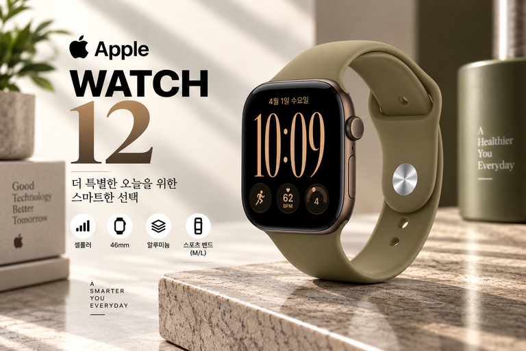 애플워치 12 셀룰러 46mm MJGE4KH/A 다크 브론즈 알루미늄 올리브 스포츠 밴드 M/L 신형 애플워치 추천