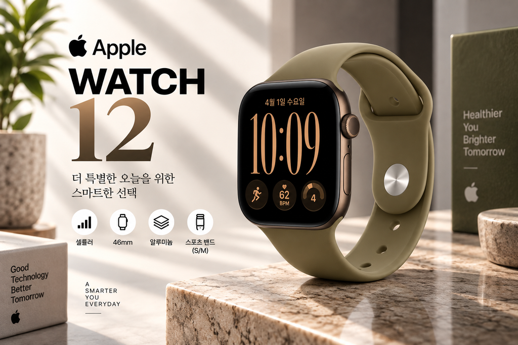 애플워치 12 셀룰러 46mm MJGD4KH/A 다크 브론즈 알루미늄 올리브 스포츠 밴드 S/M 신형 애플워치 추천 제품 이미지