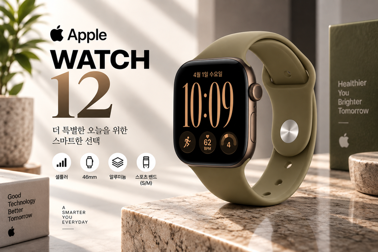 애플워치 12 셀룰러 46mm MJGD4KH/A 다크 브론즈 알루미늄 올리브 스포츠 밴드 S/M 신형 애플워치 추천
