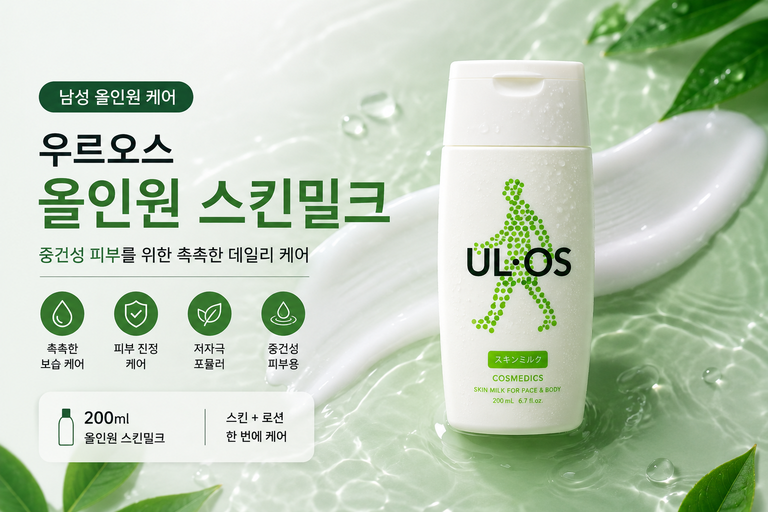 우르오스 올인원 스킨밀크 중건성 200ml 남성 스킨로션 데일리 케어