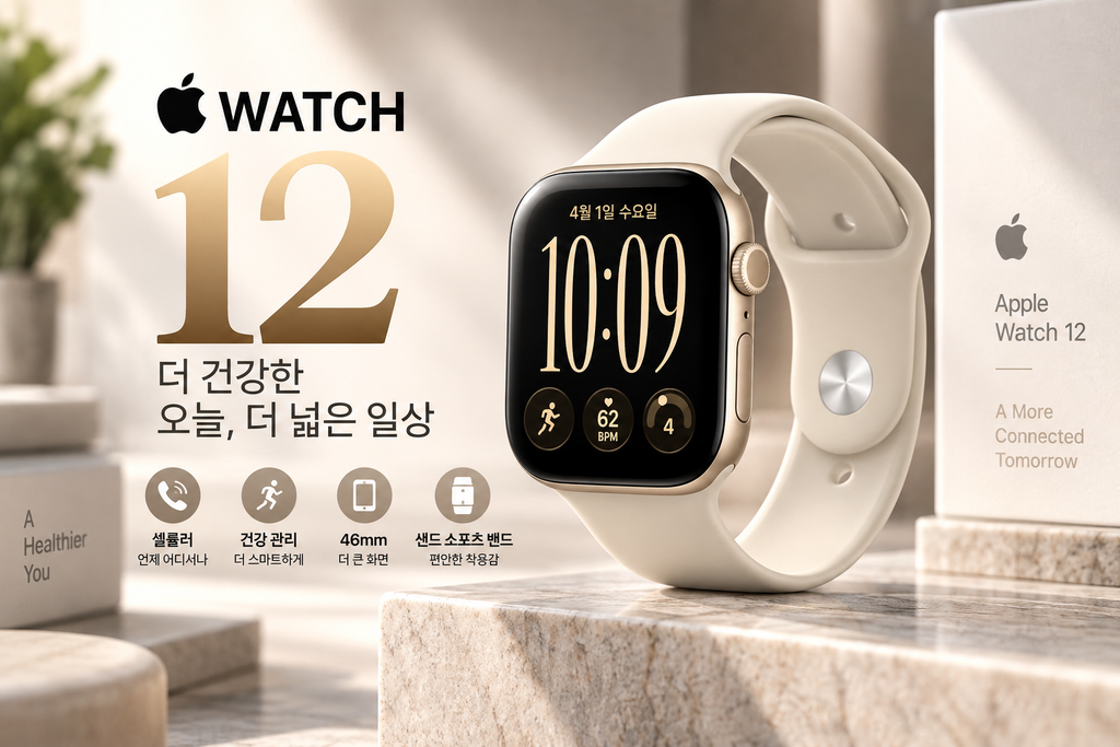 애플워치 12 셀룰러 46mm MJGC4KH/A 라이트 골드 알루미늄 샌드 스포츠 밴드 M/L 신형 애플워치 추천 제품 이미지