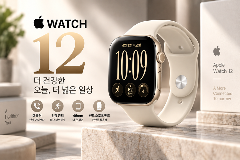 애플워치 12 셀룰러 46mm MJGC4KH/A 라이트 골드 알루미늄 샌드 스포츠 밴드 M/L 신형 애플워치 추천