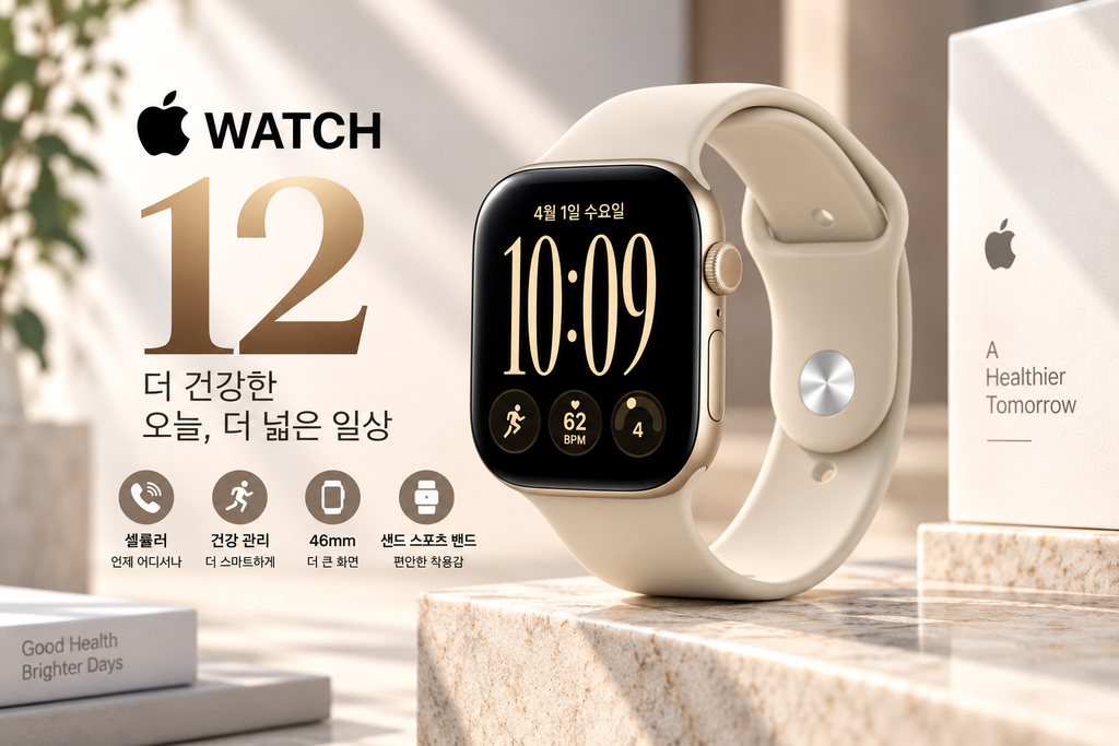 애플워치 12 셀룰러 46mm MJGA4KH/A 라이트 골드 알루미늄 샌드 스포츠 밴드 S/M 신형 애플워치 추천 제품 이미지