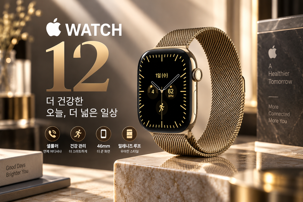 애플워치 12 셀룰러 46mm MJGV4KH/A 래디언트 골드 티타늄 밀레니즈 루프 M/L 신형 애플워치 추천 제품 이미지
