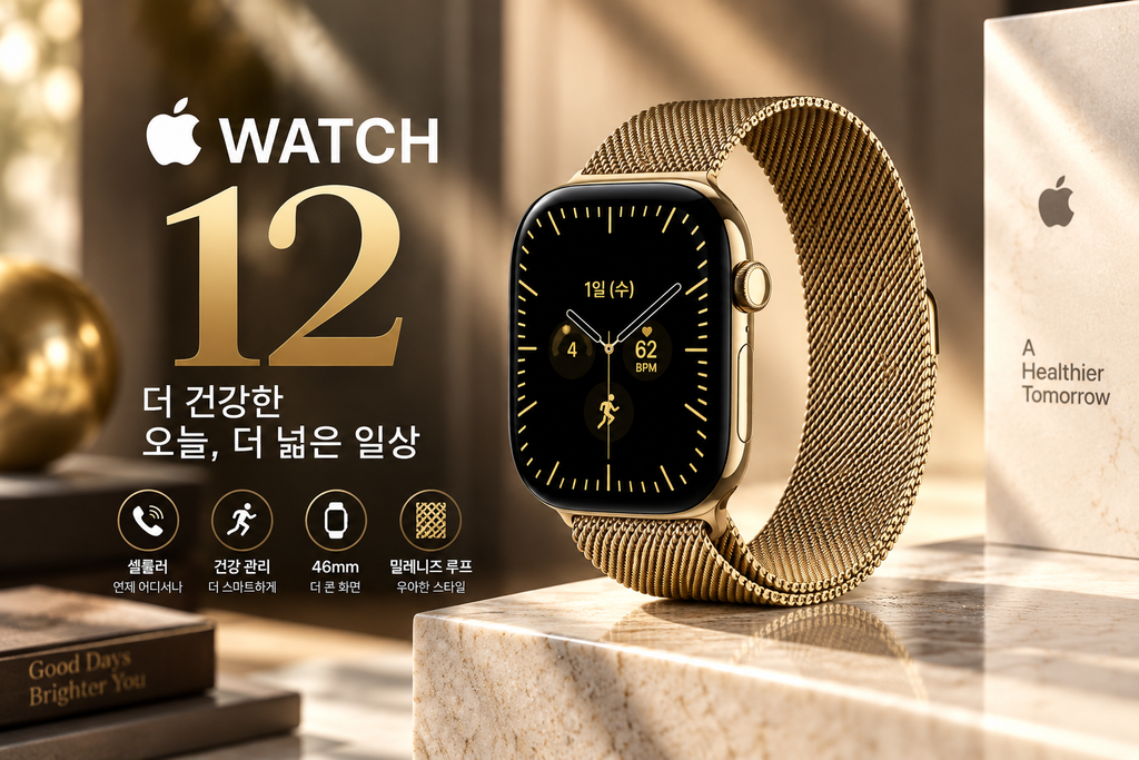 애플워치 12 셀룰러 46mm MJGU4KH/A 래디언트 골드 티타늄 밀레니즈 루프 S/M 신형 애플워치 추천 제품 이미지