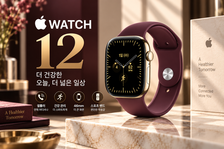 애플워치 12 셀룰러 46mm MJGR4KH/A 래디언트 골드 티타늄 버건디 스포츠 밴드 S/M 신형 애플워치 추천