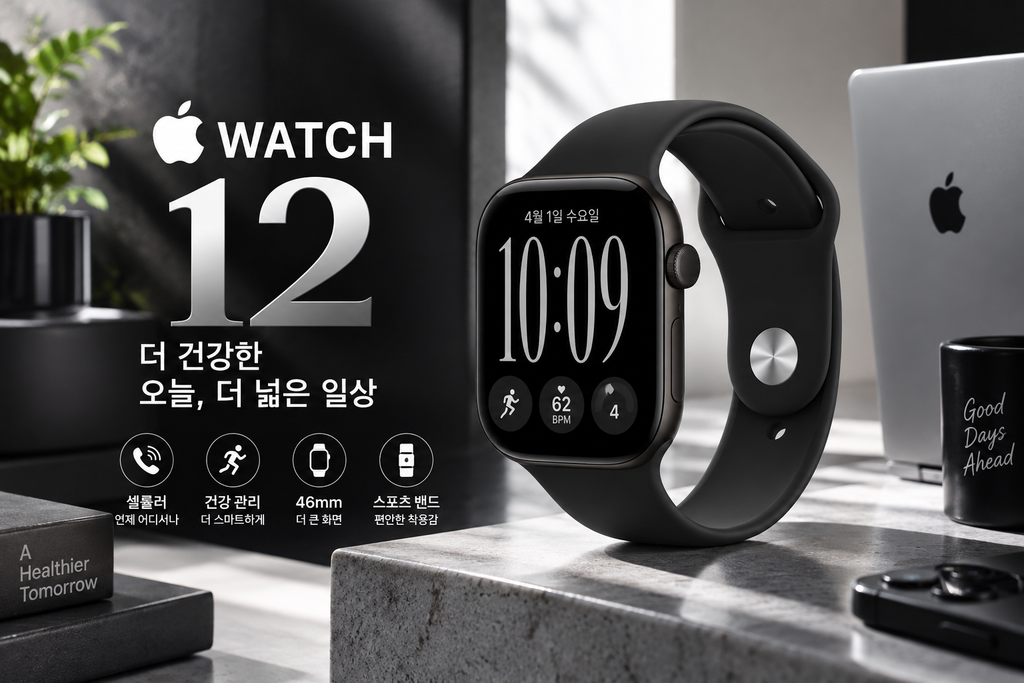 애플워치 12 셀룰러 46mm MJG94KH/A 블랙 알루미늄 블랙 스포츠 밴드 M/L 신형 애플워치 추천 제품 이미지