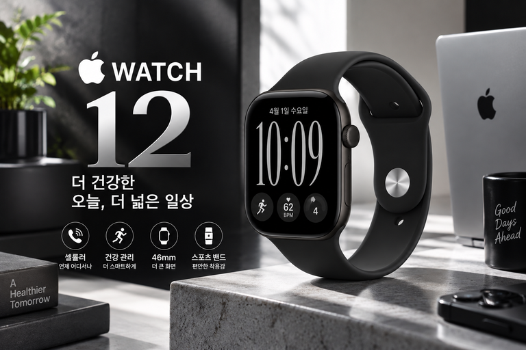 애플워치 12 셀룰러 46mm MJG94KH/A 블랙 알루미늄 블랙 스포츠 밴드 M/L 신형 애플워치 추천
