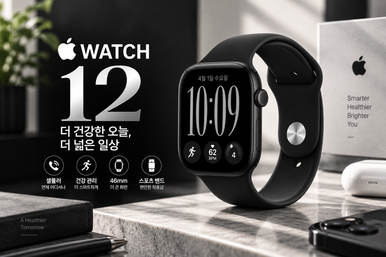 애플워치 12 셀룰러 46mm MJG84KH/A 블랙 알루미늄 블랙 스포츠 밴드 S/M 신형 애플워치 추천