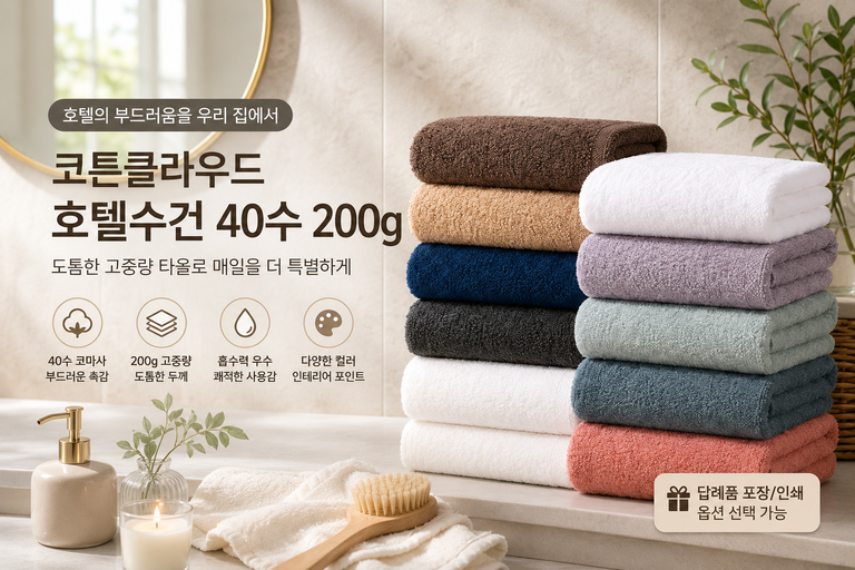 코튼클라우드 호텔수건 40수 코마사 200g 고중량 타올 82×40cm