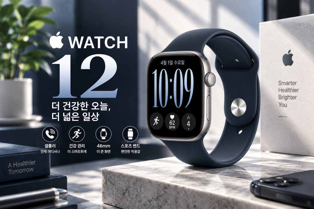 애플워치 12 셀룰러 46mm MJG64KH/A 스페이스 그레이 네이비 블루 스포츠 밴드 S/M 신형 애플워치 추천 제품 이미지