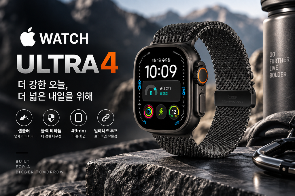애플워치 울트라 4 셀룰러 49mm 블랙 티타늄 밀레니즈 루프 M 신형 애플워치 추천 제품 이미지