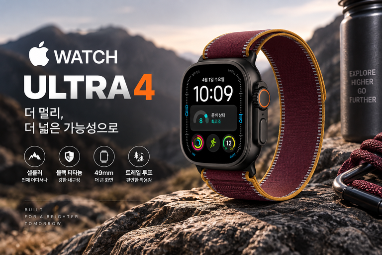 애플워치 울트라 4 셀룰러 49mm 블랙 티타늄 버건디 트레일 루프 M/L 신형 애플워치 추천