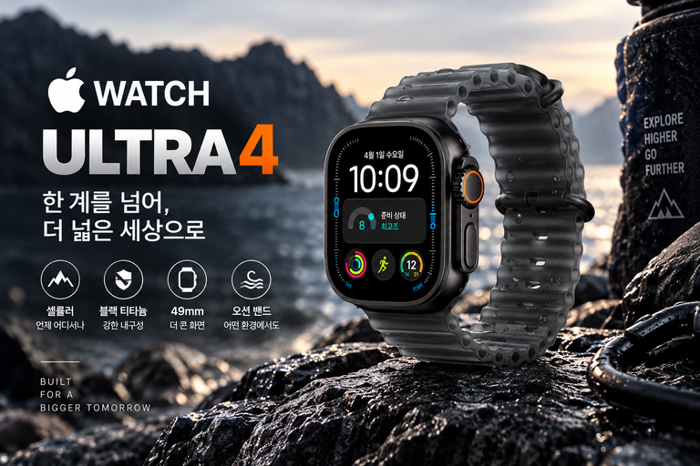 애플워치 울트라 4 셀룰러 49mm 블랙 티타늄 트렌스루센트 블랙 오션 밴드 신형 애플워치 추천