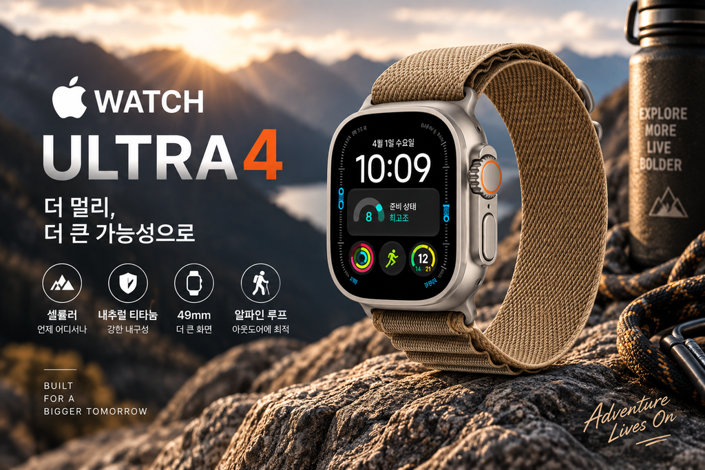 애플워치 울트라 4 셀룰러 49mm 내추럴 티타늄 데저트 알파인 루프 M 신형 애플워치 추천 제품 이미지