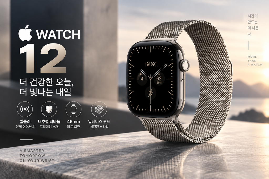 애플워치 12 셀룰러 46mm MJGP4KH/A 내추럴 티타늄 밀레니즈 루프 S/M 신형 애플워치 추천 제품 이미지