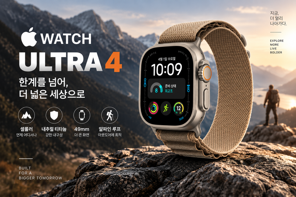 애플워치 울트라 4 셀룰러 49mm 내추럴 티타늄 데저트 알파인 루프 S 신형 애플워치 추천 제품 이미지