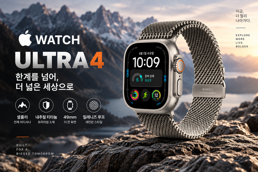 애플워치 울트라 4 셀룰러 49mm 내추럴 티타늄 밀레니즈 루프 L 신형 애플워치 추천 제품 이미지