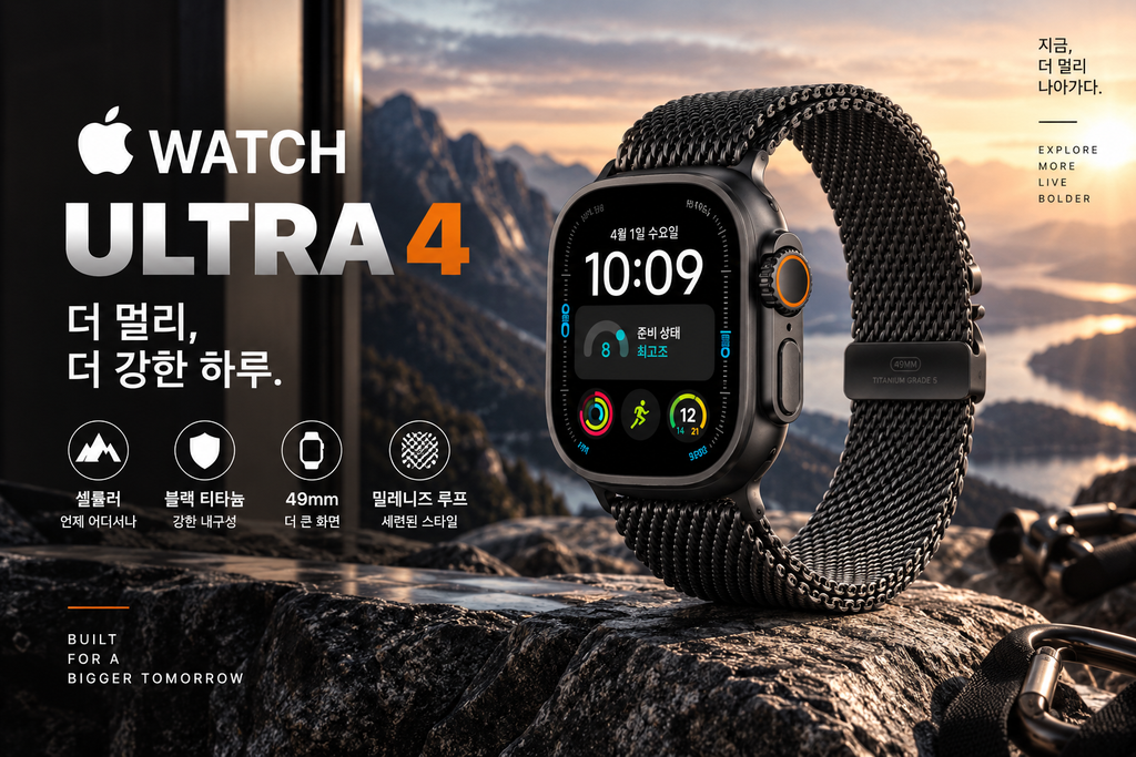 애플워치 울트라 4 셀룰러 49mm 블랙 티타늄 밀레니즈 루프 L 신형 애플워치 추천 제품 이미지