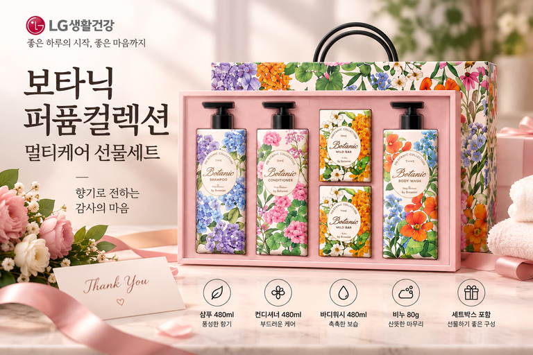 LG생활건강 보타닉 퍼퓸컬렉션 멀티케어 선물세트 샴푸 바디워시 생활용품 선물세트 추천