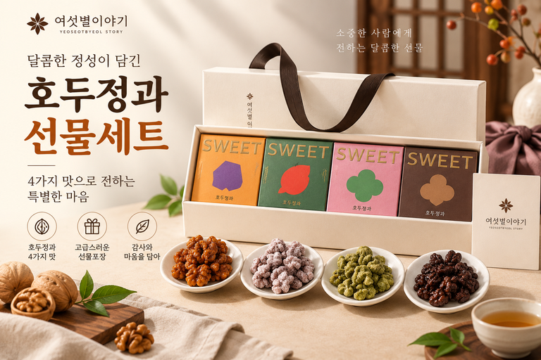 여섯별이야기 호두정원 4색 호두정과 선물세트 180g 부모님 명절 견과류선물 추천