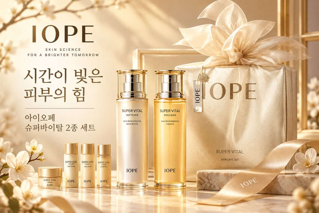 아이오페 NEW 6세대 슈퍼바이탈 2종 기획세트 소프너 에멀전 부모님 화장품 선물 추천 제품 이미지