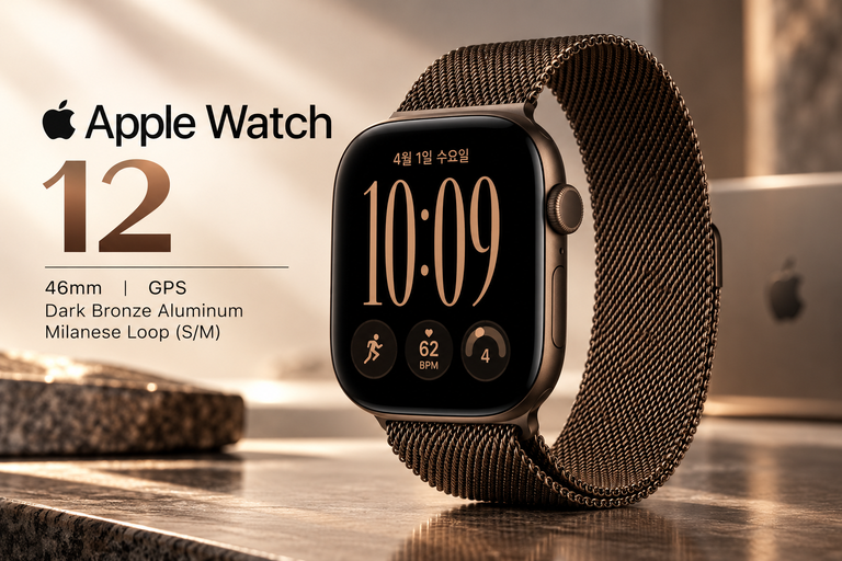 애플워치 12 MKD74KH/A GPS 46mm 다크 브론즈 알루미늄 밀레니즈 루프 S/M 신형 애플워치 추천