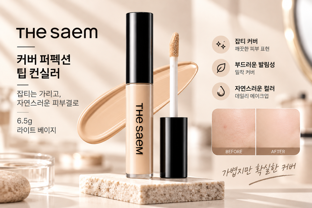 더샘 커버 퍼펙션 팁 컨실러 6.5g 라이트 베이지 잡티 커버 컨실러 추천 제품 이미지
