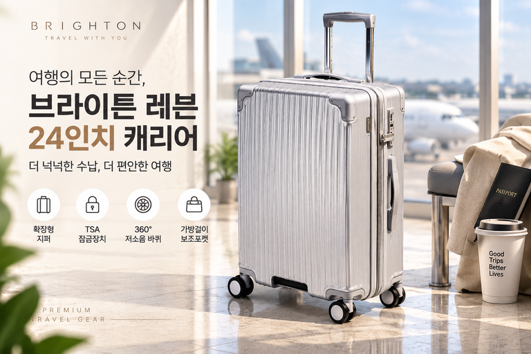브라이튼 레븐 24인치 캐리어, 대형 여행용 하드 수하물 캐리어