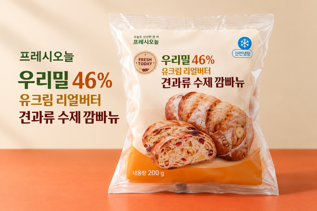 프레시오늘 우리밀 46% 유크림 리얼버터 견과류 수제 깜빠뉴 200g 제품 이미지